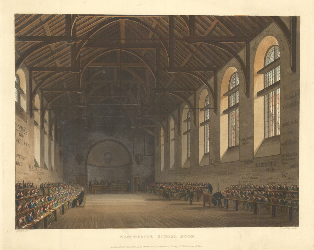 Westminster School Room. Ackermann's schools 1816 old antique print picture